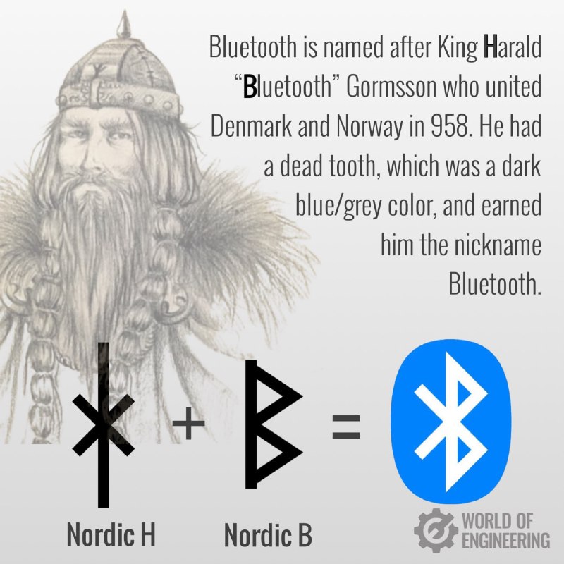 “蓝牙（Bluetooth）”实际上是源自一位维京国王的名字