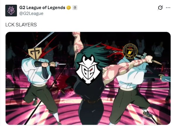 G2在昨日三比零BFX后今日再次零封GEN，两个晚上打了LCK一个六比零