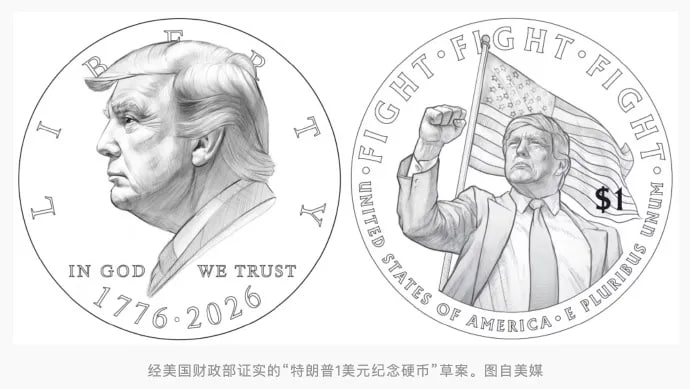 美财政部证实考虑发行特朗普1美元硬币据美国消费者新闻与商业频道（CNBC）当地时间10月3日报道，美国财政部证实，正在考虑发行双面印有美国总统特朗普肖像的1美元纪念硬币，以“表彰特朗普并纪念美国建国250周年”