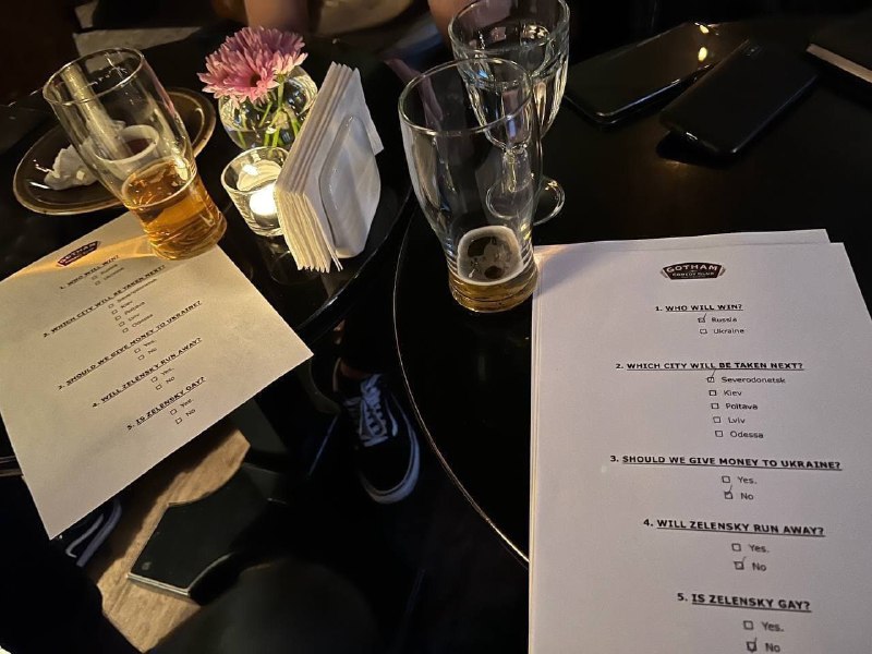 在纽约的酒吧里，除了菜单，他们还会给出一份问卷